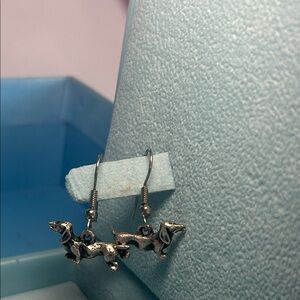 Silver Dachshund Earrings